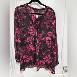 Torrid Black and Pink Floral Blouse
